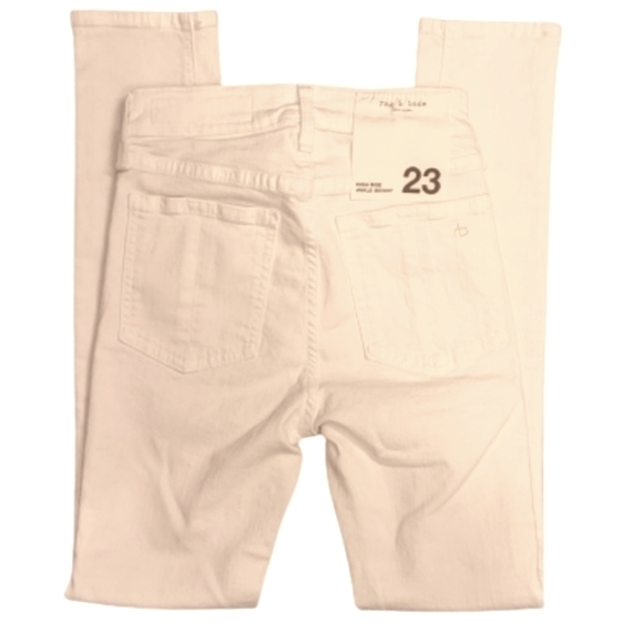 NWT Rag & Bone high rise ankle skinny white denim stretchy jeans size 23 - Picture 5 of 10
